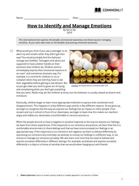 How To Identify And Manage Emotions Commonlit Answers How to Help Challenging Children Identify and Manage Their ….  How To Identify And Manage Emotions Commonlit Answers